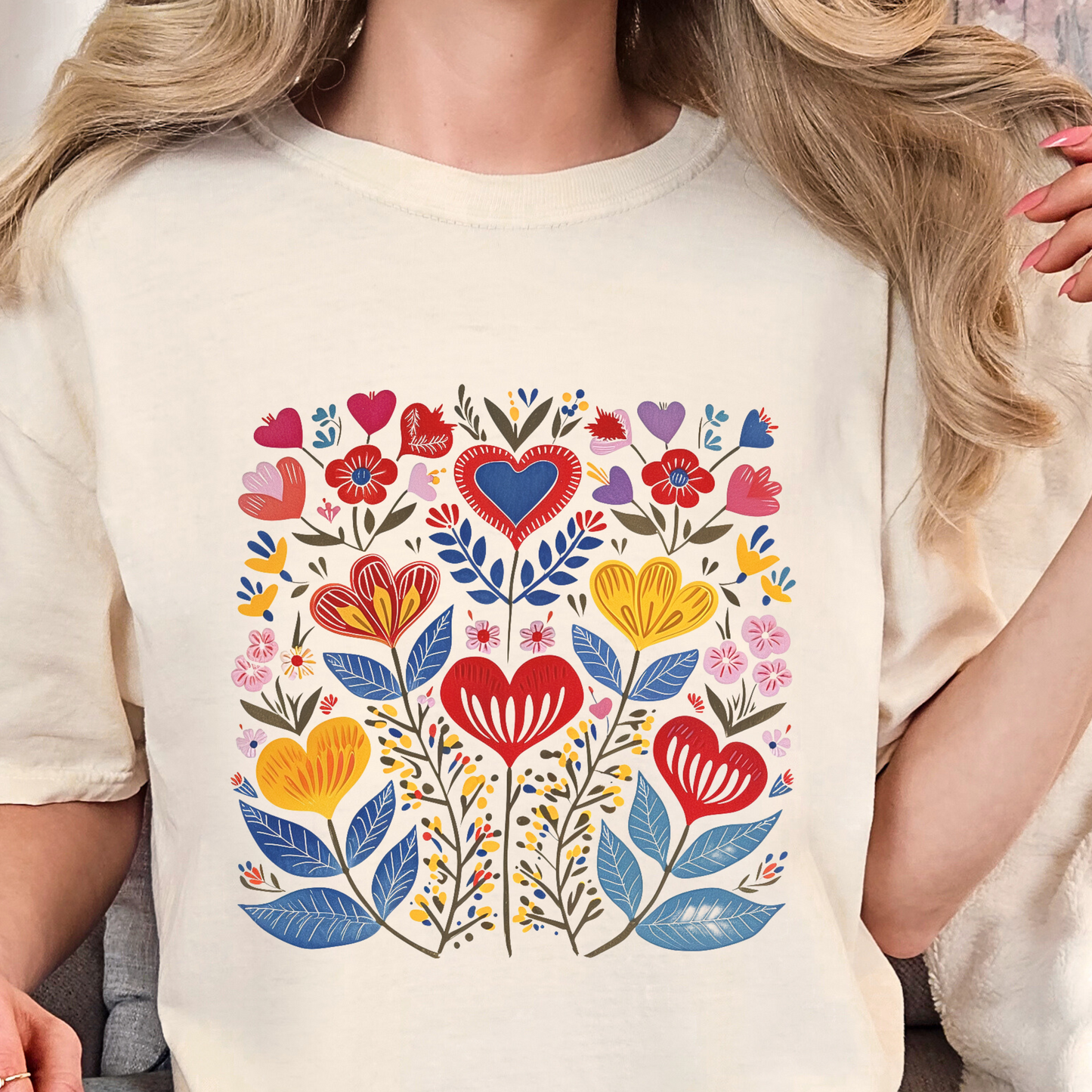 Heart Flowers Shirt - Cottagecore Comfort Colors Unisex Crew