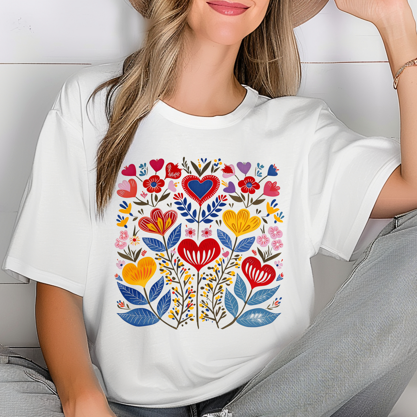 Heart Flowers Shirt - Cottagecore Comfort Colors Unisex Crew