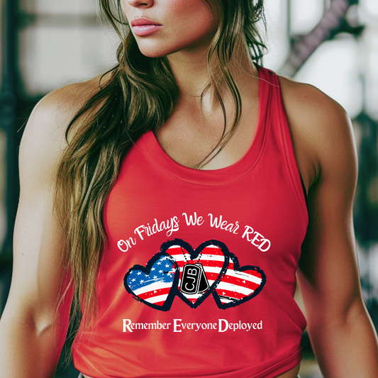 Can Personalize: We Wear RED on Fridays Unisex Jersey Tank - Remember Everyone Deployed