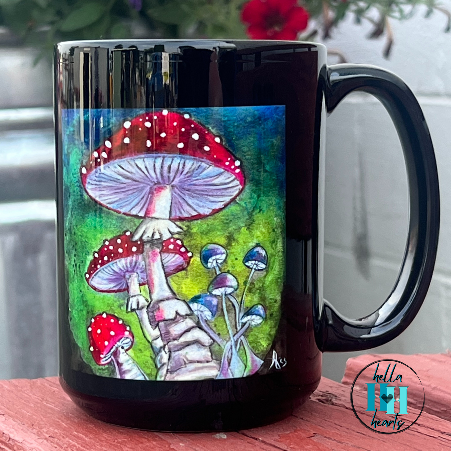 Shrooms Mug - 15oz Glossy Ceramic - Shroomtasia from Mama Mosaic Artworks