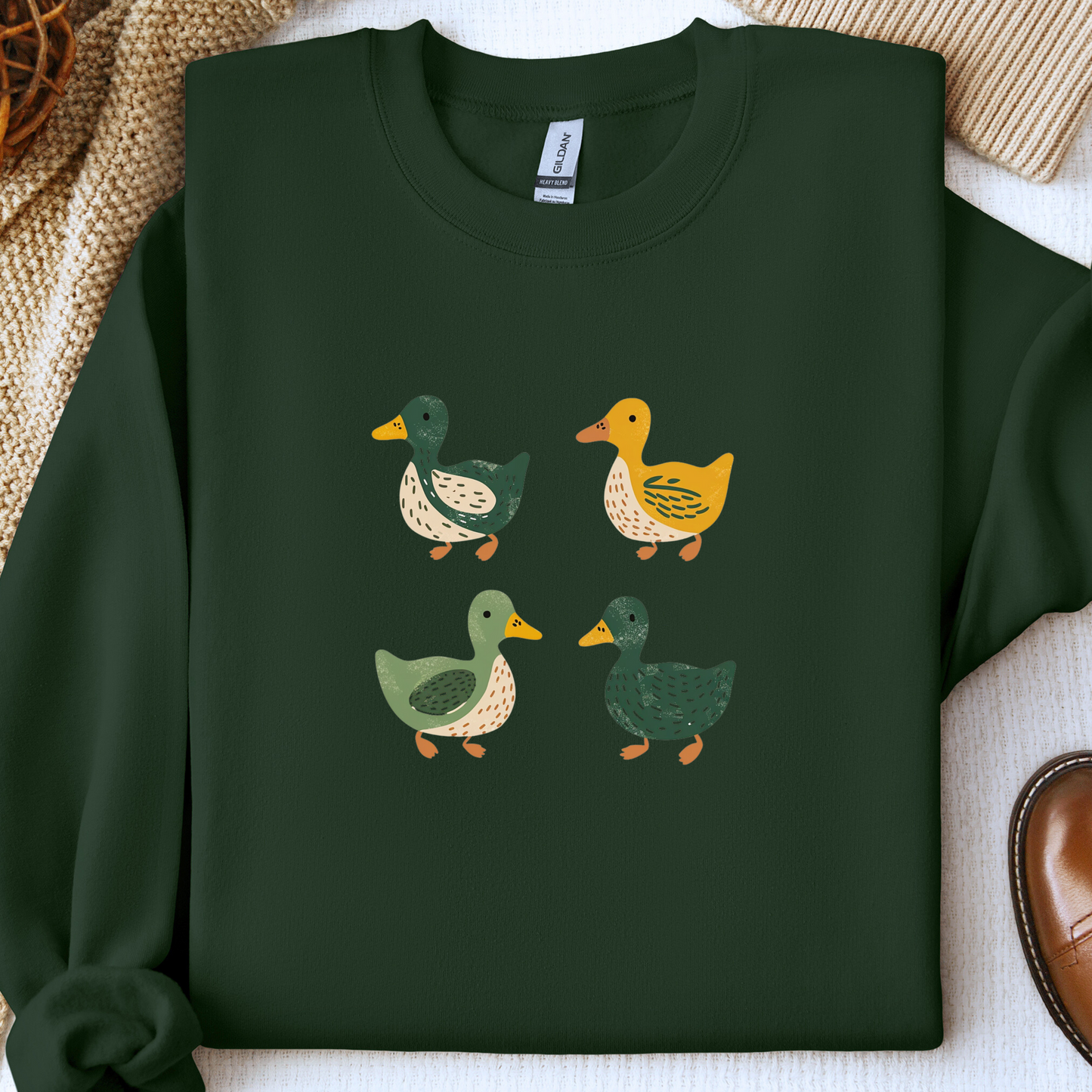 Ducks Sweatshirt - Eugene Oregon Folk Art Retro Duck Lover