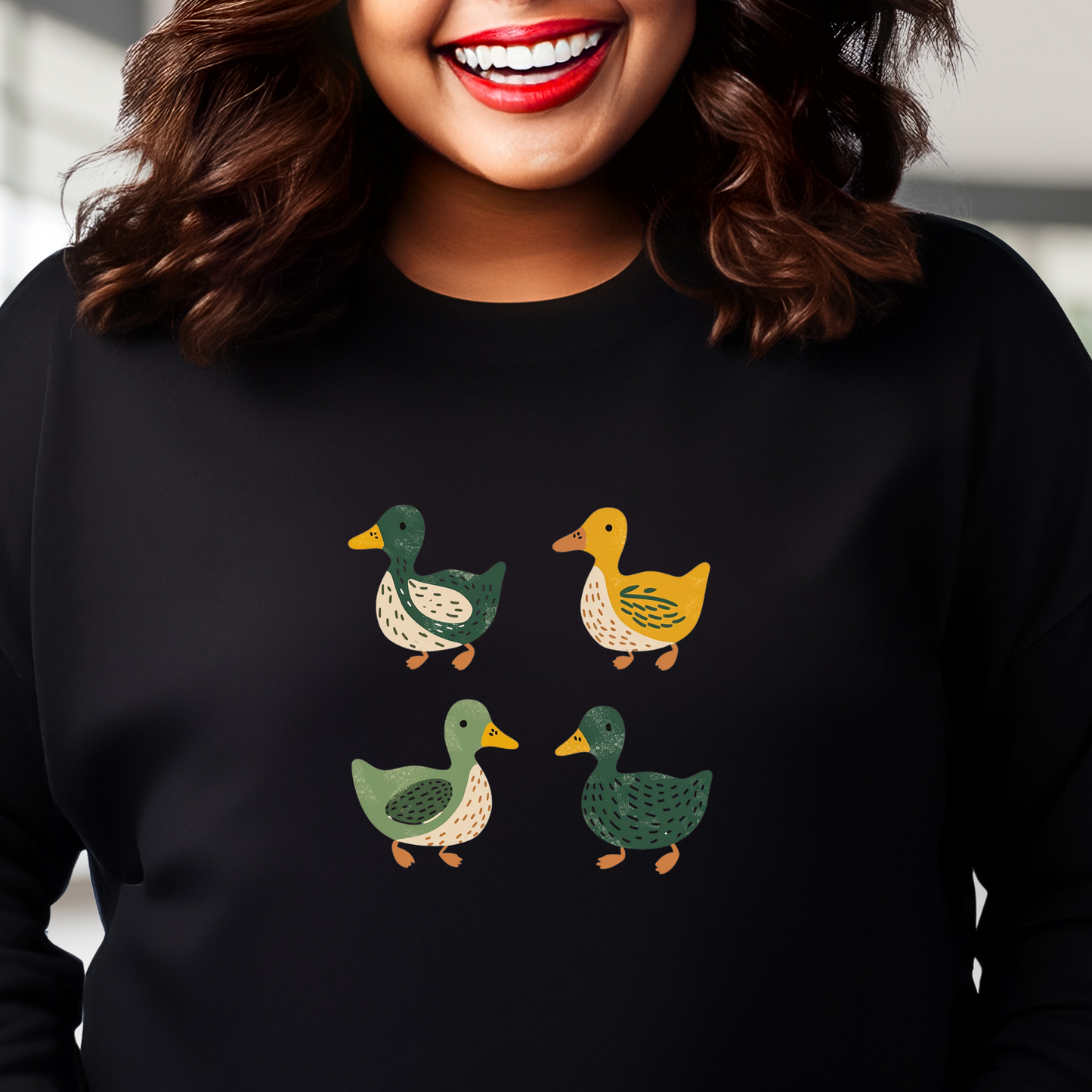 Ducks Sweatshirt - Eugene Oregon Folk Art Retro Duck Lover