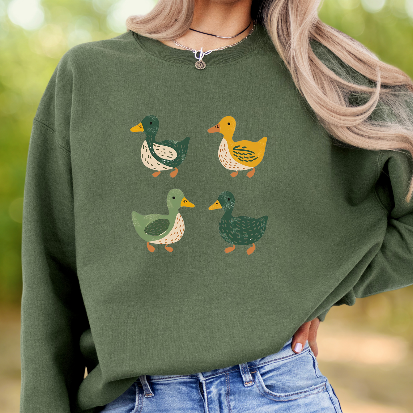 Ducks Sweatshirt - Eugene Oregon Folk Art Retro Duck Lover