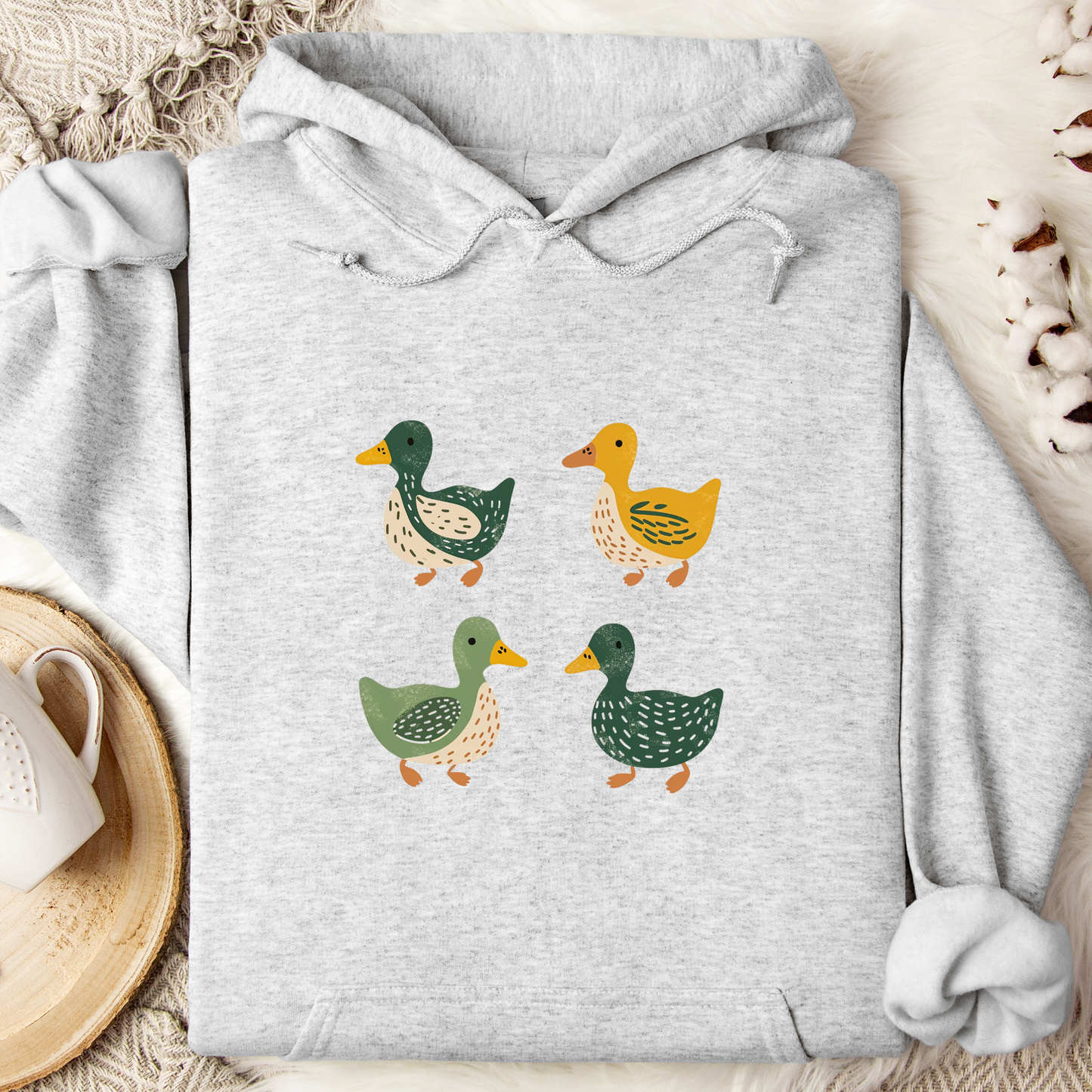 Ducks Hoodie - Eugene Oregon Folk Art Retro Duck Lover