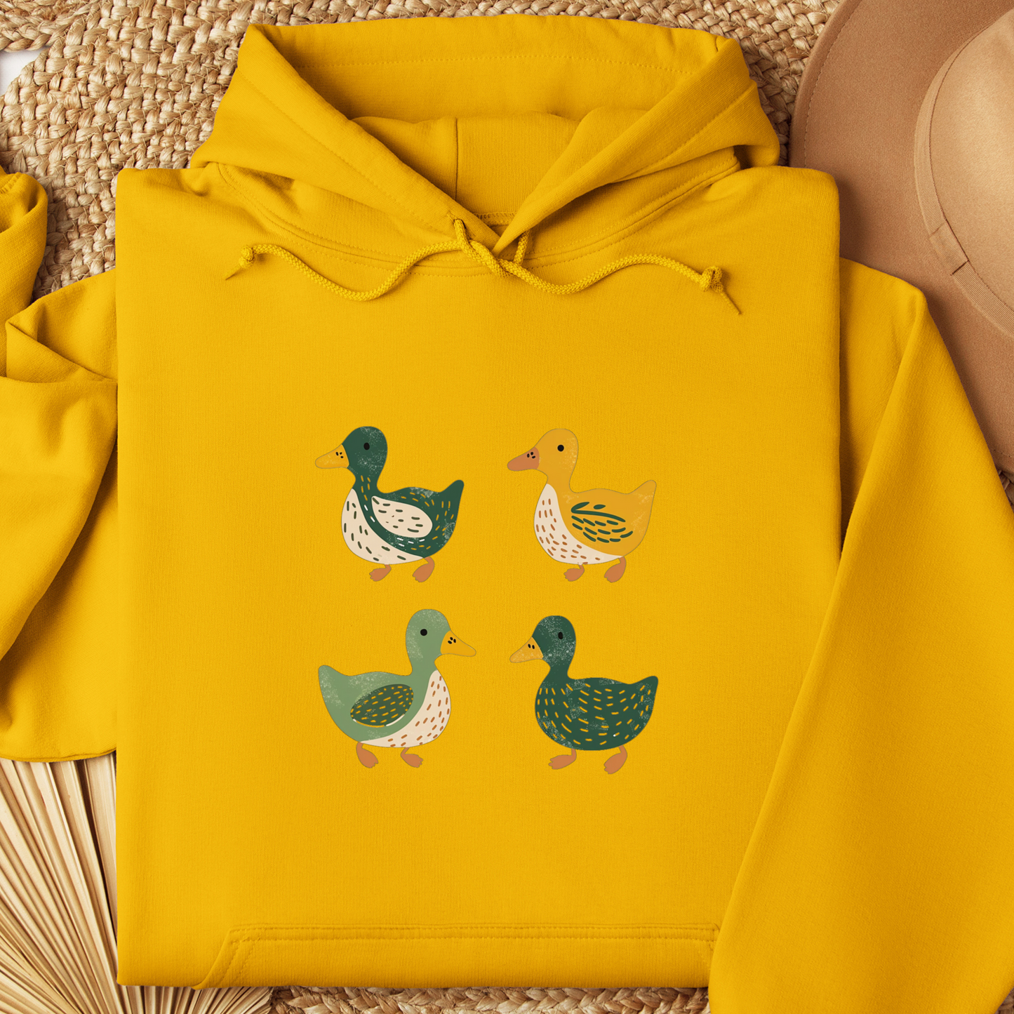 Ducks Hoodie - Eugene Oregon Folk Art Retro Duck Lover