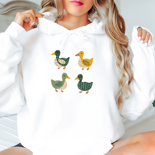 Ducks Hoodie - Eugene Oregon Folk Art Retro Duck Lover