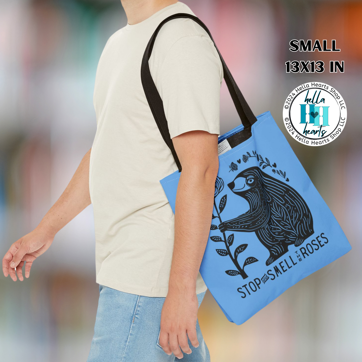 Sloth Tote Bag - Stop and Smell the Roses - Water Resistant Tote- 3 Sizes
