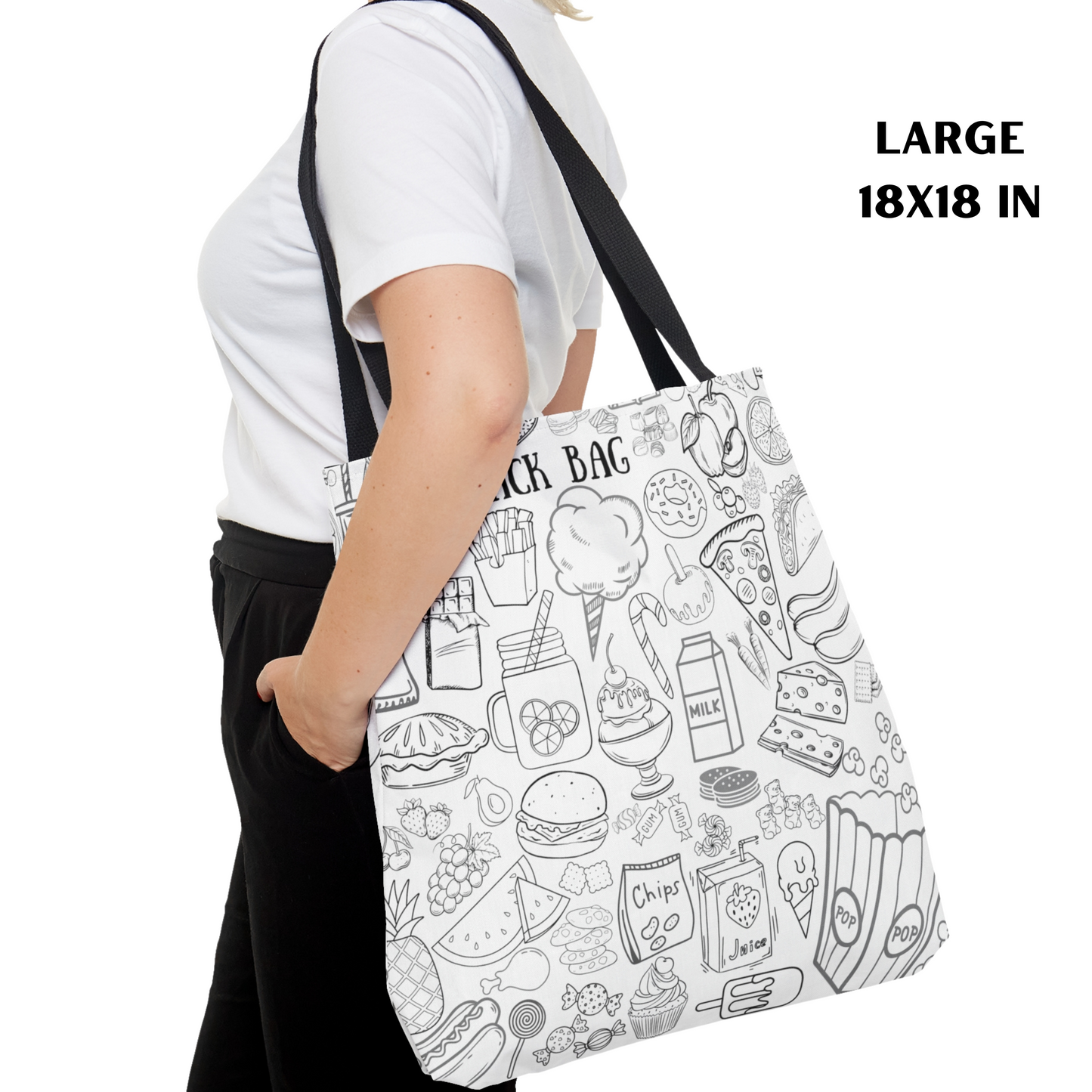 Snacks Tote Bag - Road Trip Bag - Water Resistant Tote - 3 Sizes