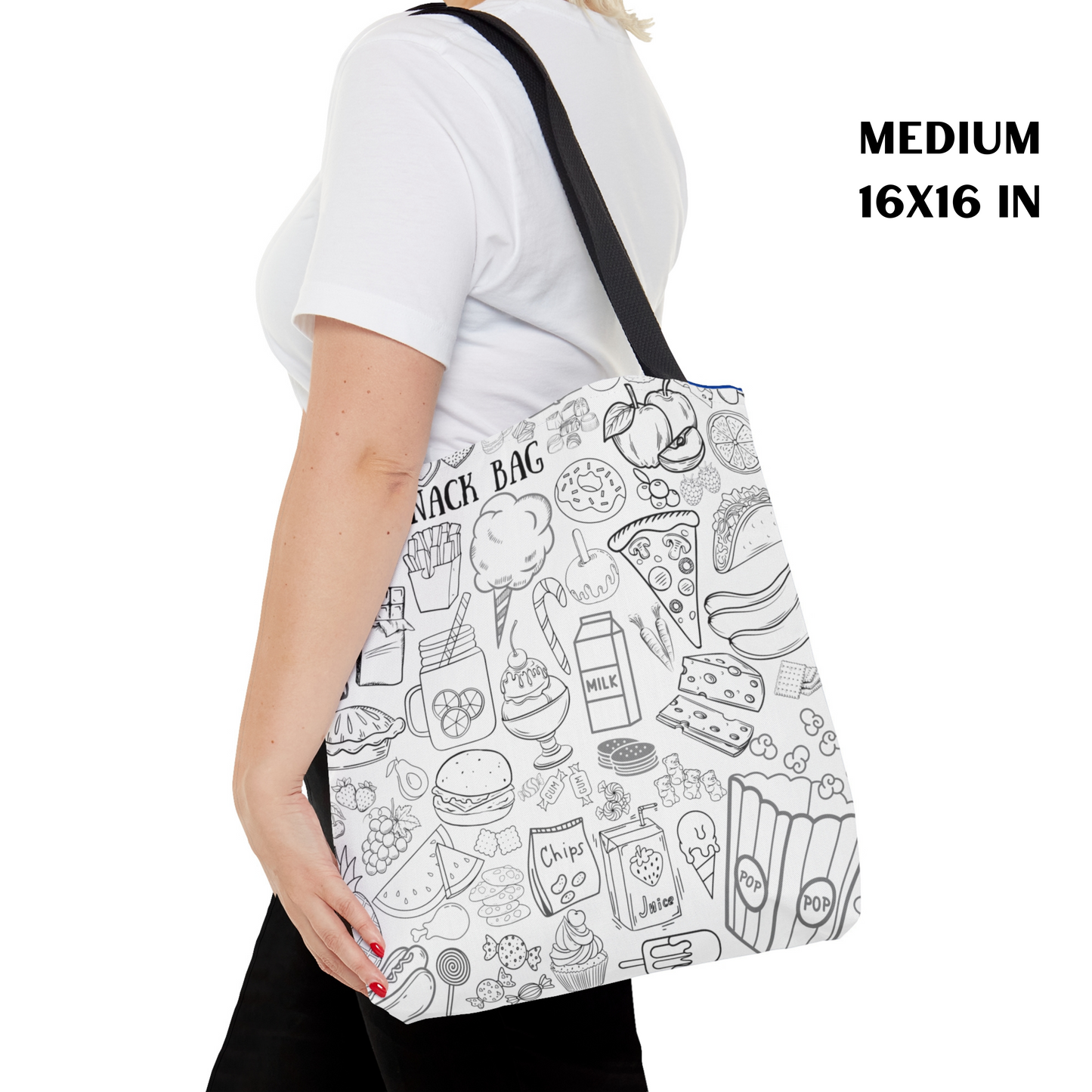 Snacks Tote Bag - Road Trip Bag - Water Resistant Tote - 3 Sizes