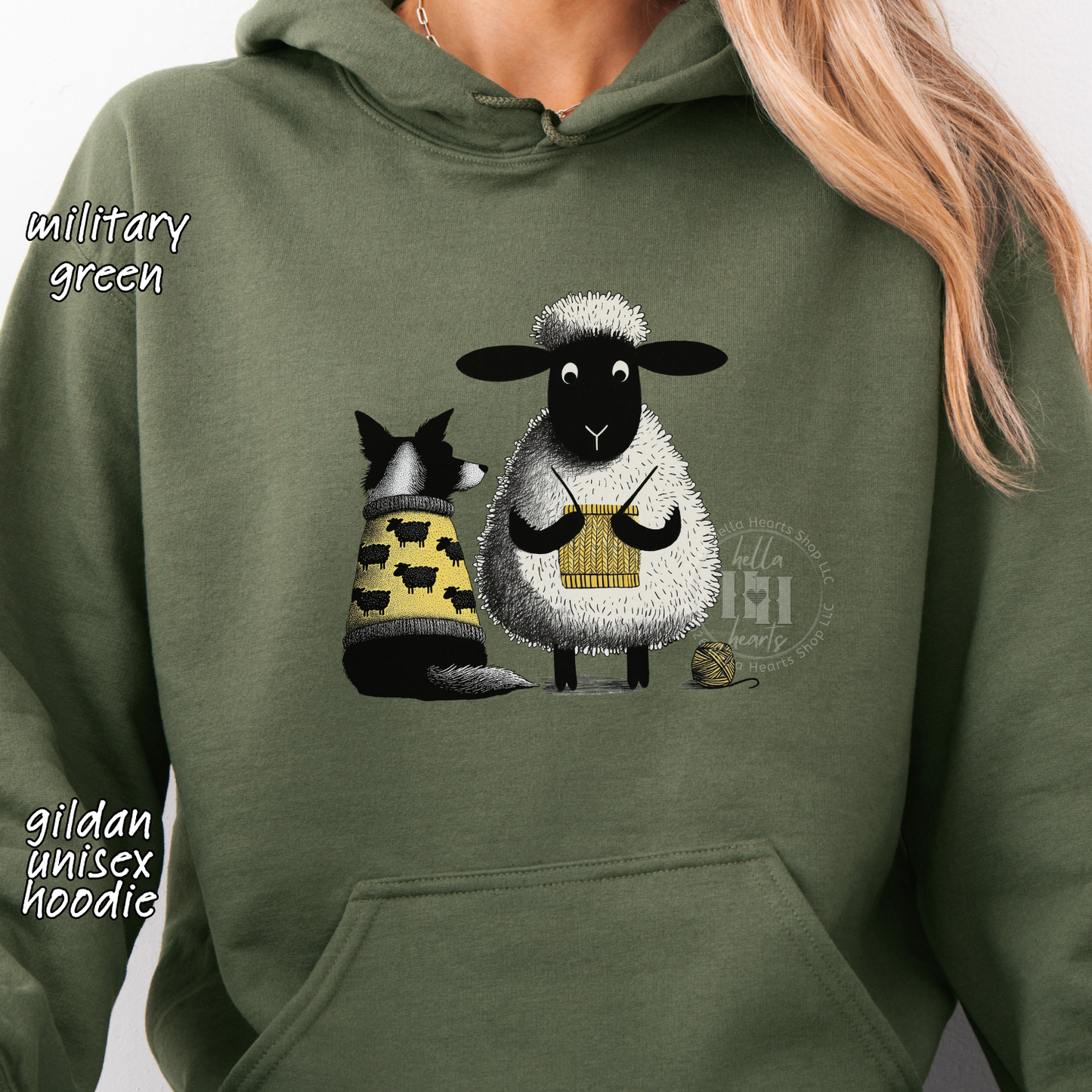 Border Collie and Knitting Sheep Sweatshirt or Hoodie