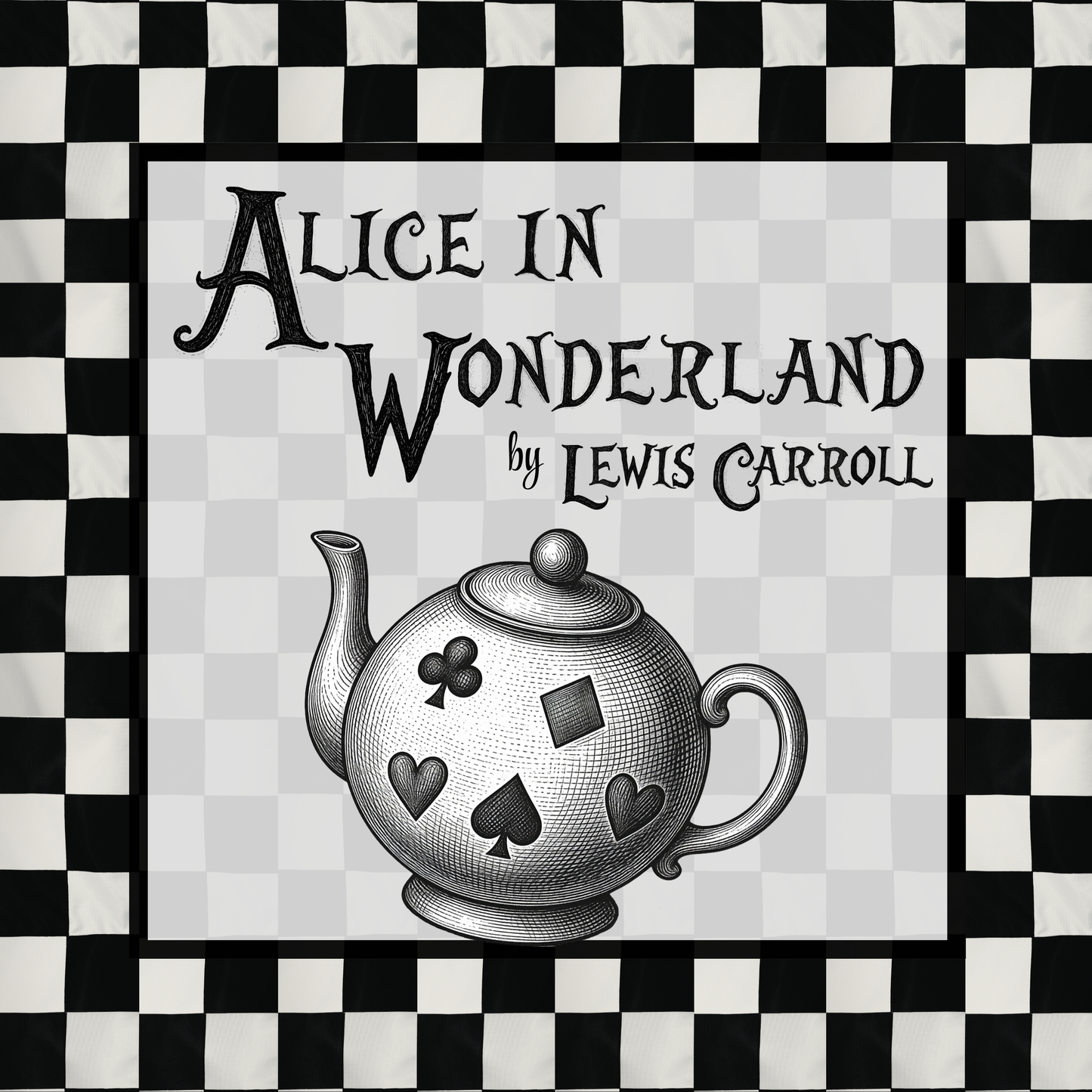 Chessboard BW Alice in Wonderland Coasters,  Bookish Gift, Classic Lit, Cork Back