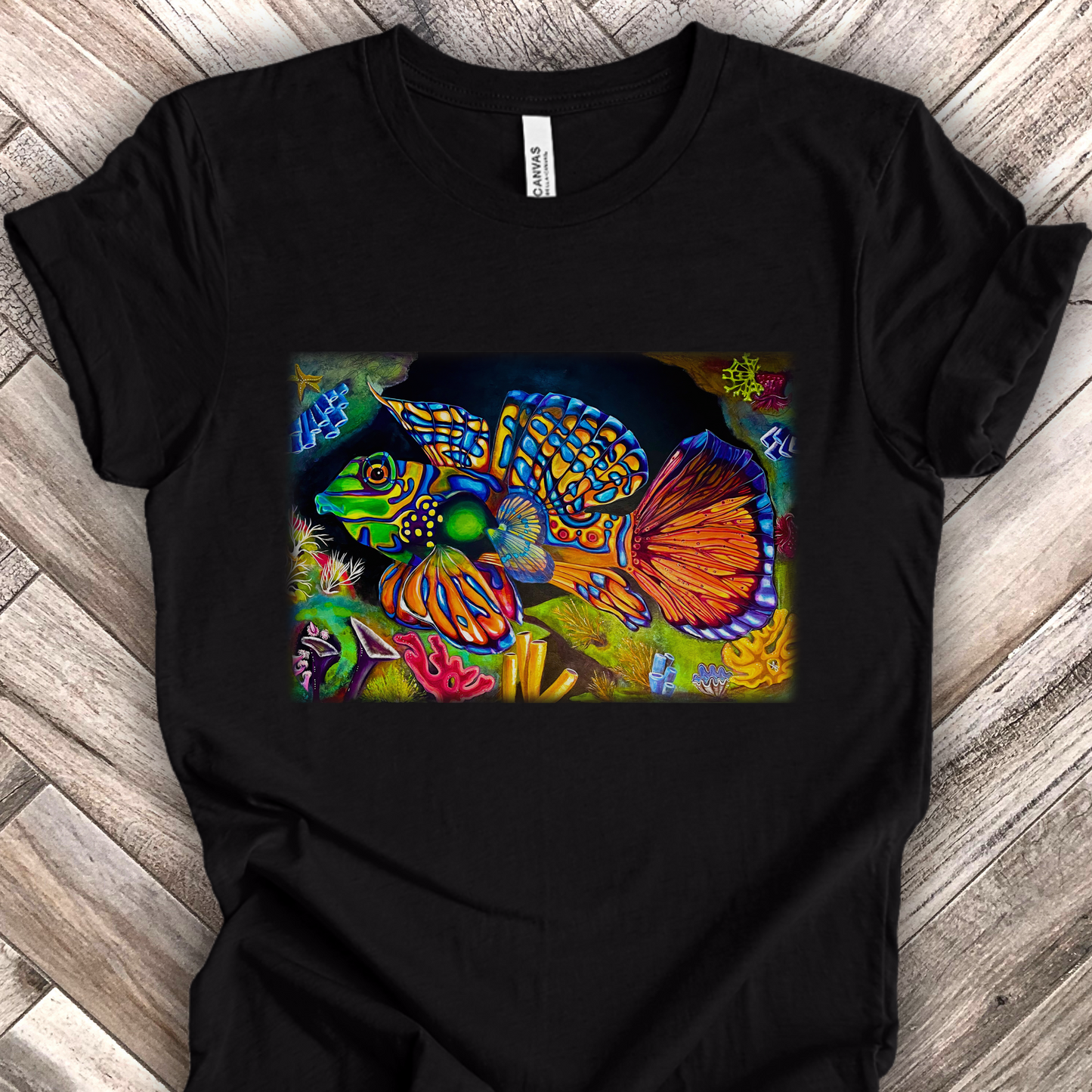 Tropical Fish Unisex TShirt - Portrait of Mandarin Goby from Mama Mosaic Artworks