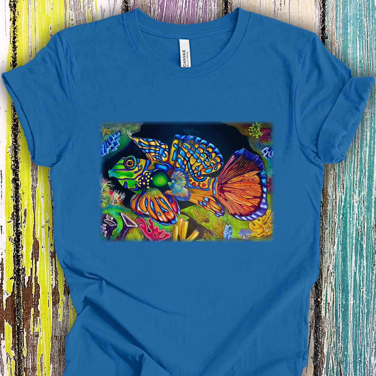 Tropical Fish Unisex TShirt - Portrait of Mandarin Goby from Mama Mosaic Artworks