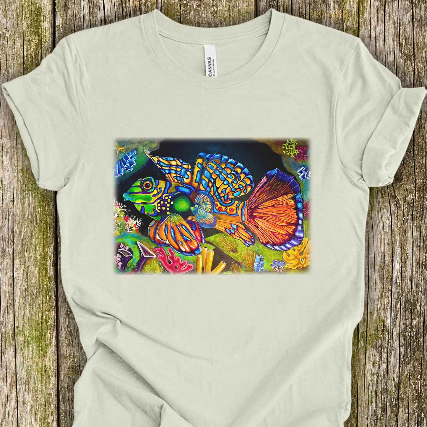 Tropical Fish Unisex TShirt - Portrait of Mandarin Goby from Mama Mosaic Artworks