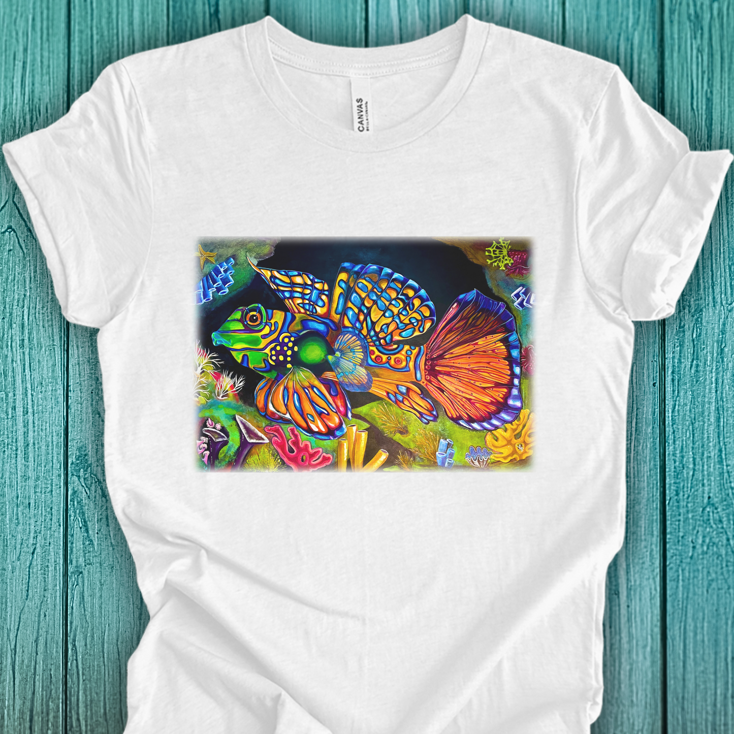 Tropical Fish Unisex TShirt - Portrait of Mandarin Goby from Mama Mosaic Artworks