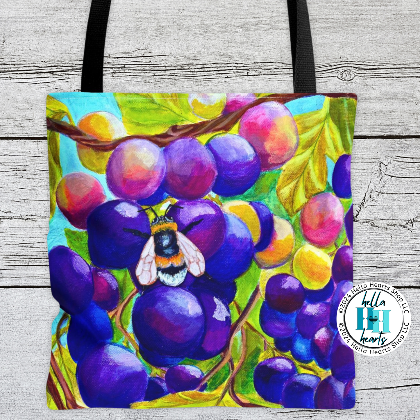 Bee Tote Bag - Original Art, Vineyard Bee from Mama Mosaic Artworks - 3 Big Sizes