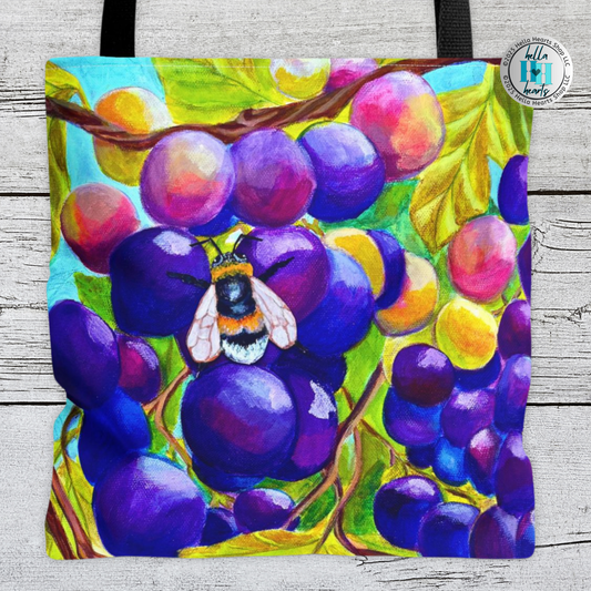 Bee Tote Bag - Original Art, Vineyard Bee from Mama Mosaic Artworks - 3 Big Sizes