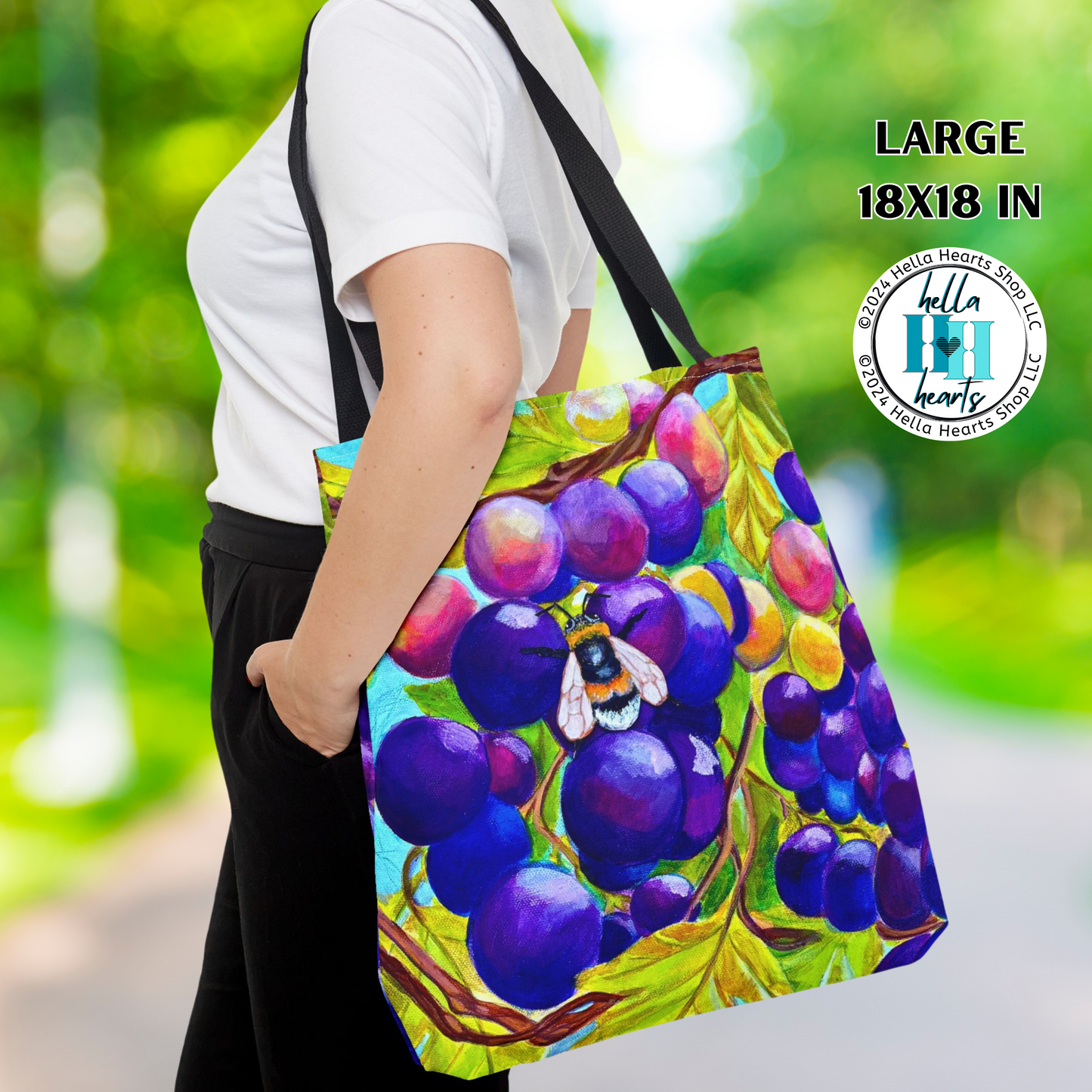 Bee Tote Bag - Original Art, Vineyard Bee from Mama Mosaic Artworks - 3 Big Sizes