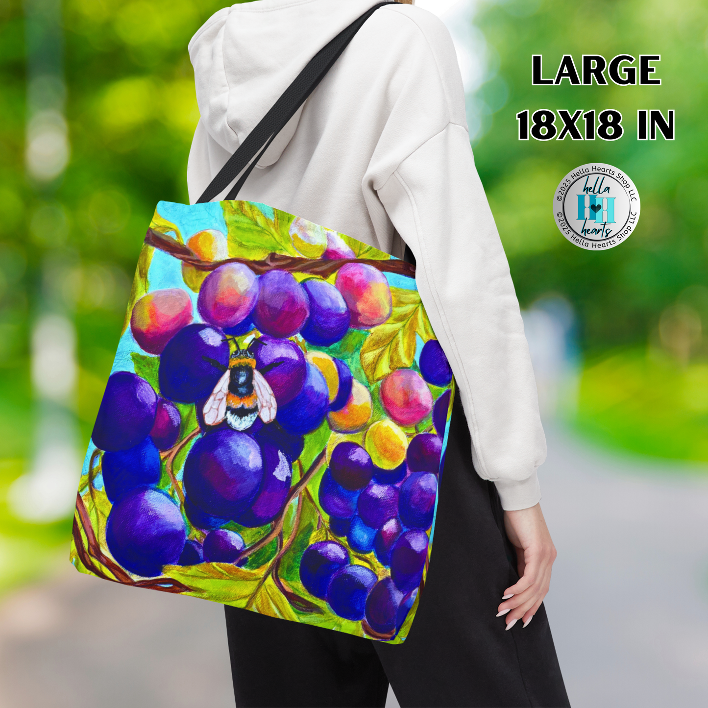 Bee Tote Bag - Original Art, Vineyard Bee from Mama Mosaic Artworks - 3 Big Sizes