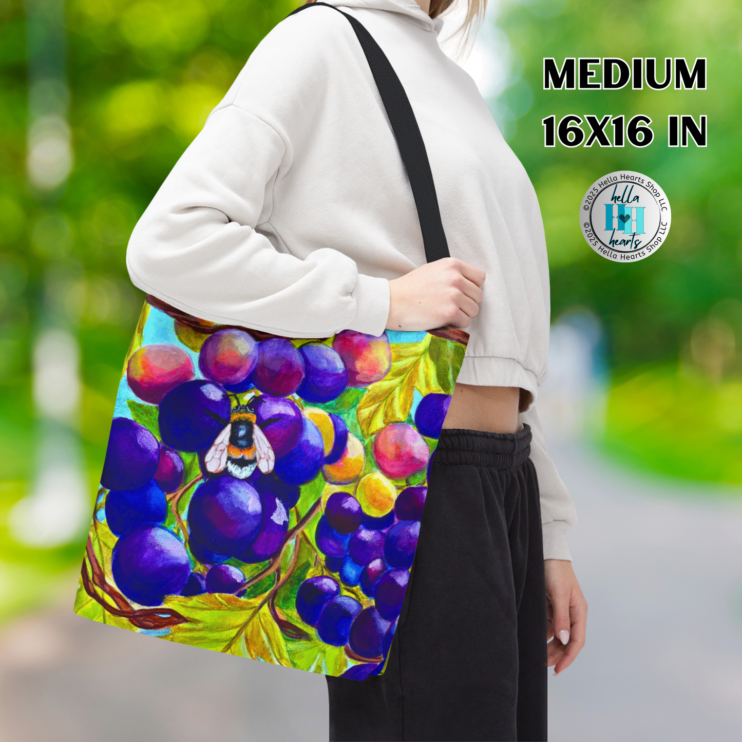 Bee Tote Bag - Original Art, Vineyard Bee from Mama Mosaic Artworks - 3 Big Sizes