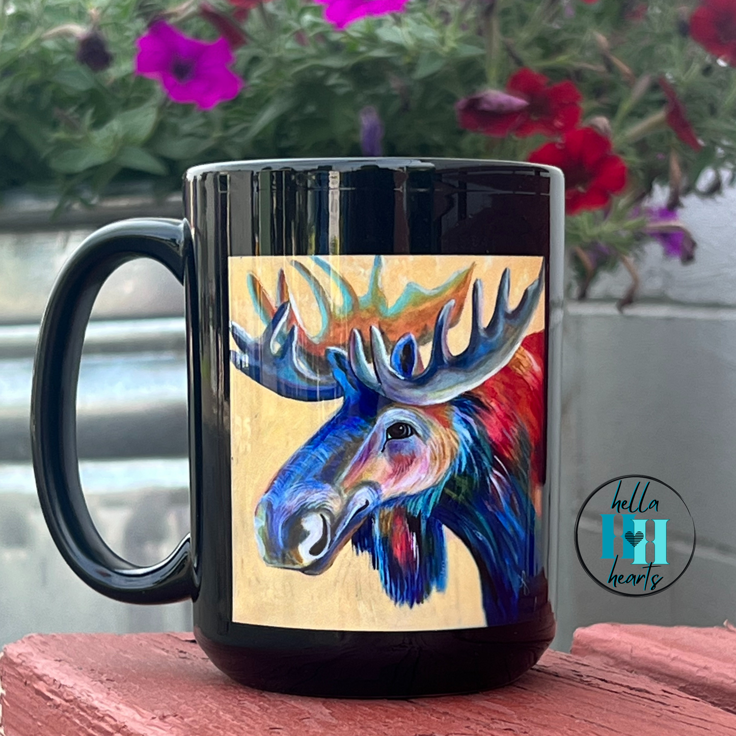 Moose Mug - 15oz Glossy Ceramic - Water Moose from Mama Mosaic Artworks