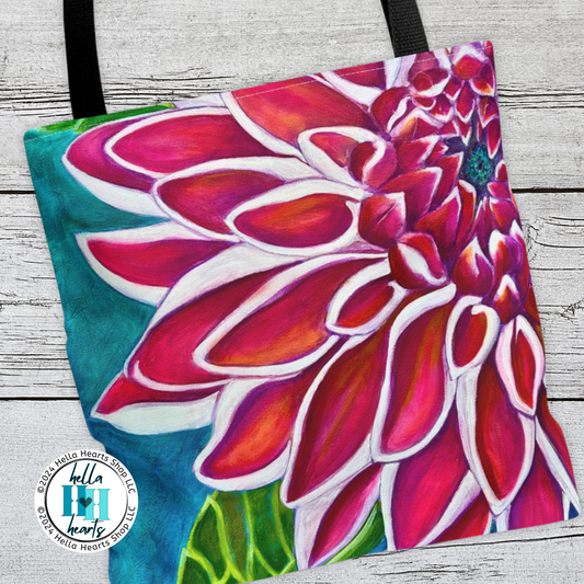 Zinnia Tote Bag - Original Art, Zinnia, from Mama Mosaic Artworks - 3 Sizes