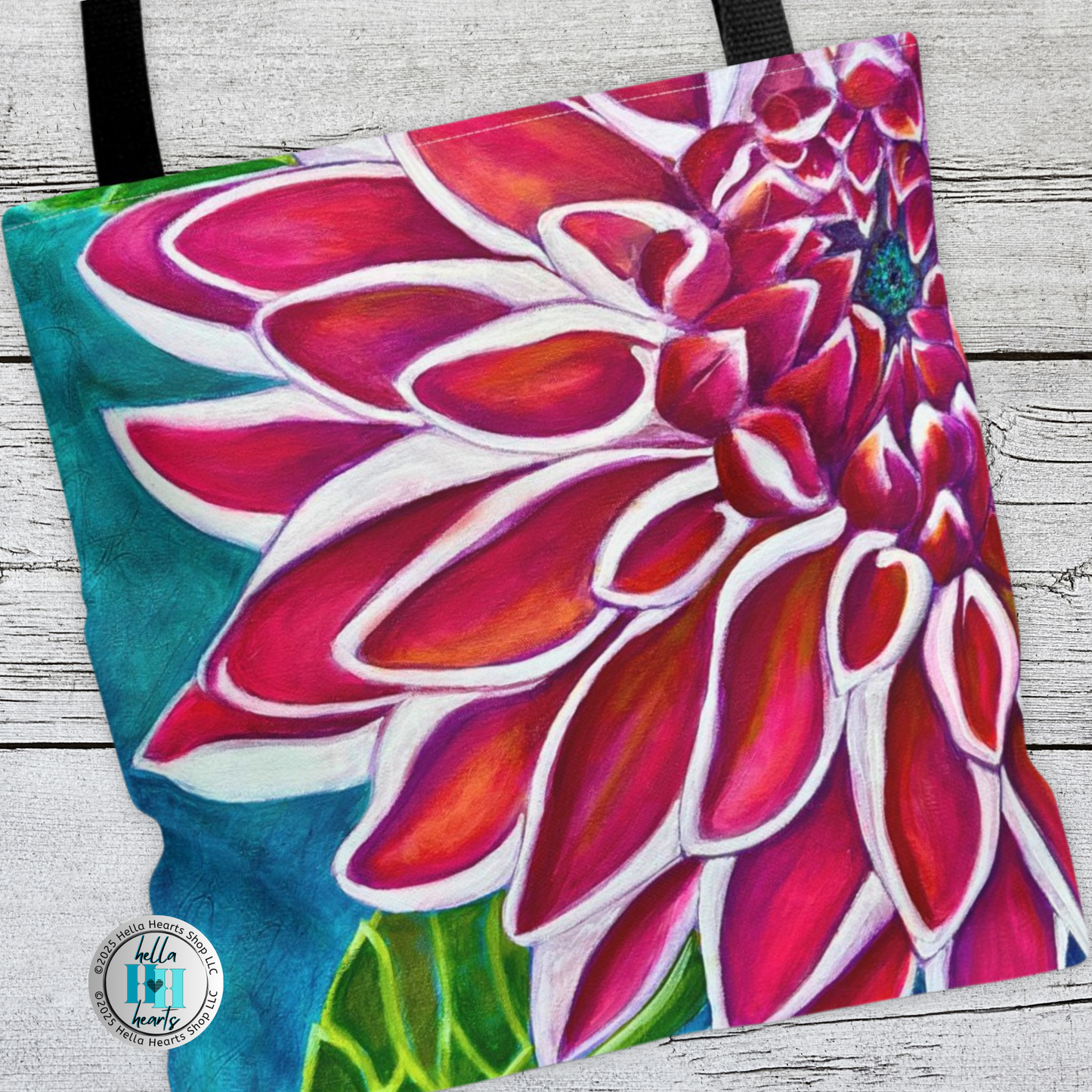 Zinnia Tote Bag - Original Art, Zinnia, from Mama Mosaic Artworks - 3 Sizes