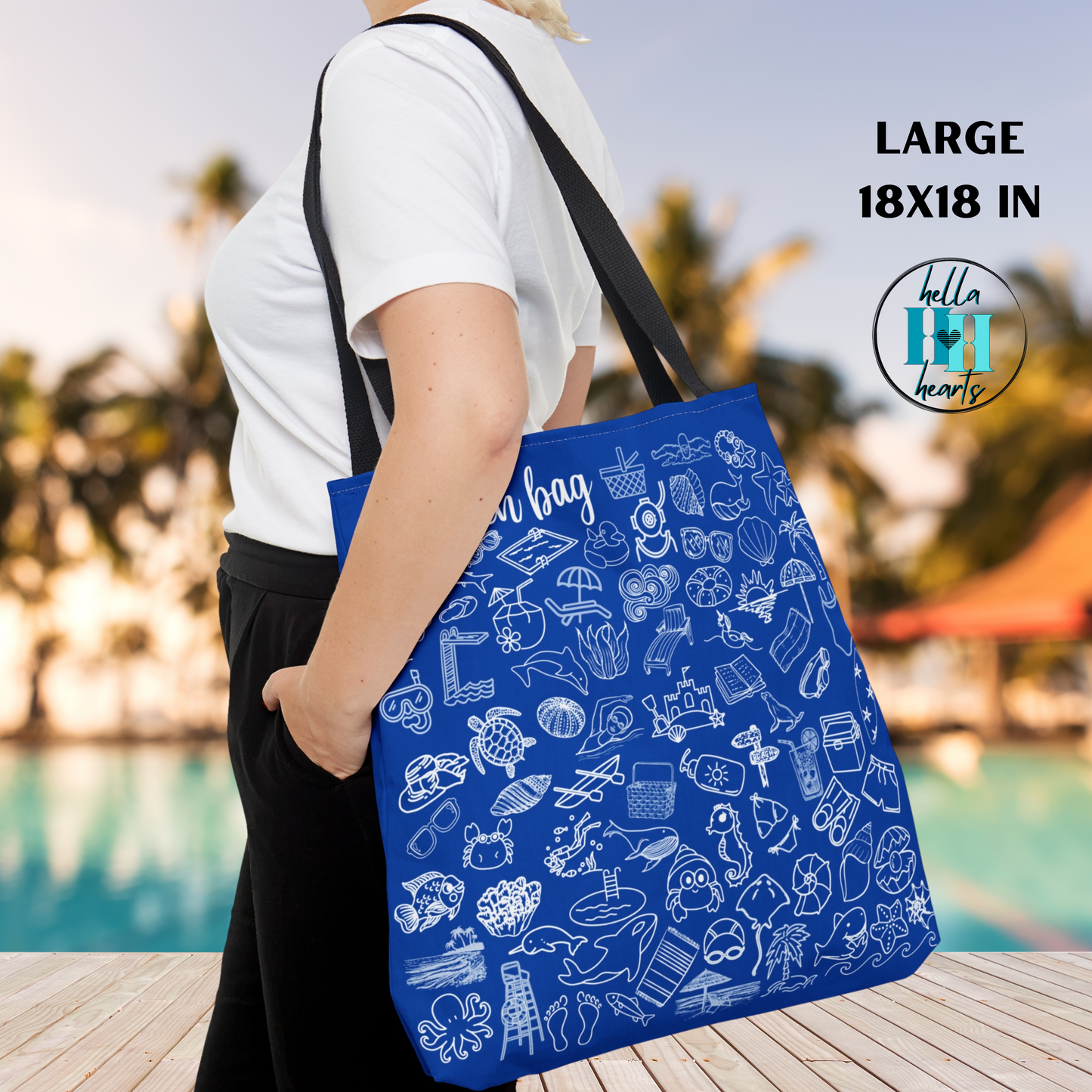 Beach Bag Pool Bag - Water Resistant Tote - 3 Sizes