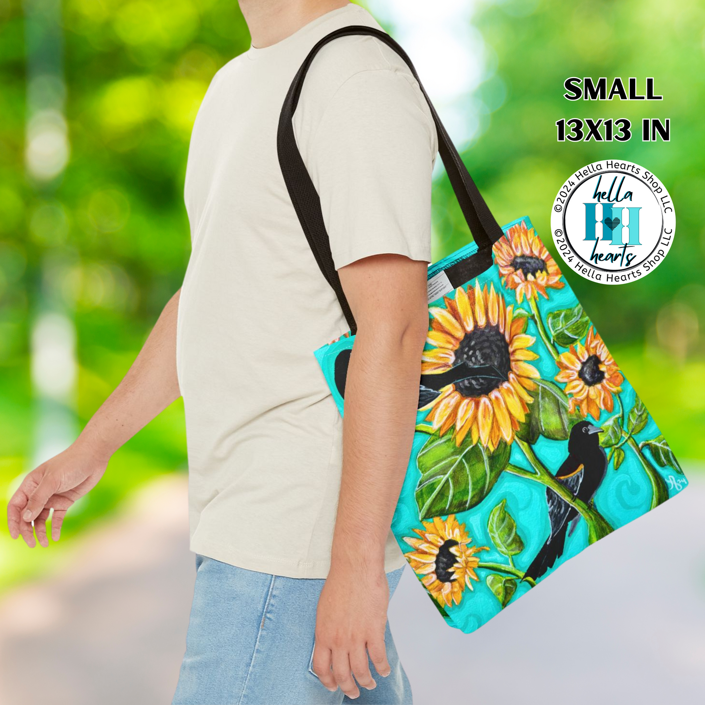 Sunflower Tote Bag - Original Art, Blackbirds and Sunflowers from Mama Mosaic Artworks - 3 Sizes