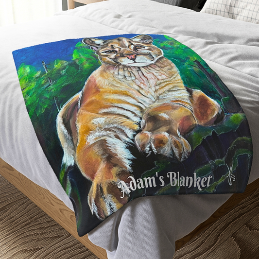 Cougar Blanket - Velveteen Plush Throw - Cascade Lioness from Mama Mosaic Artworks