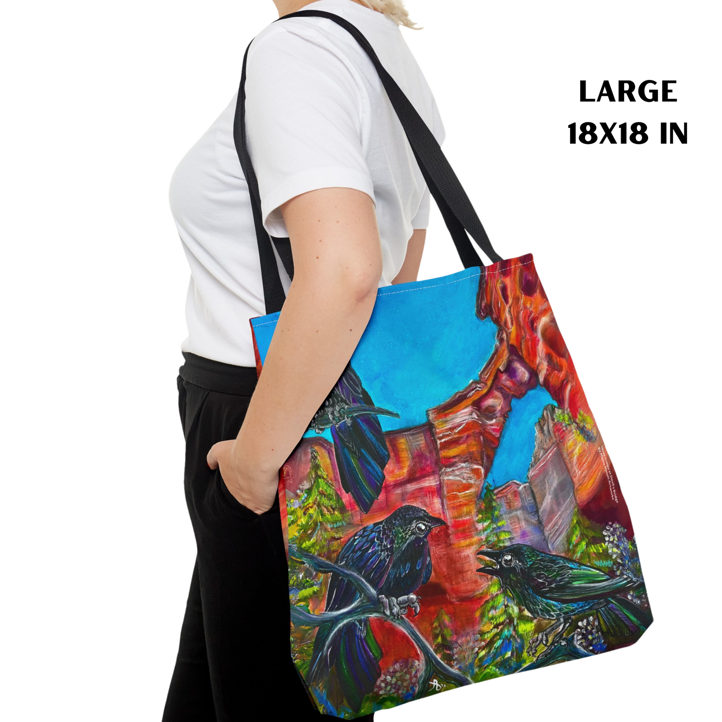 Sedona Devil's Bridge Tote Bag - 3 Sizes - Three Crows at Devil's Bridge from Mama Mosaic Artworks