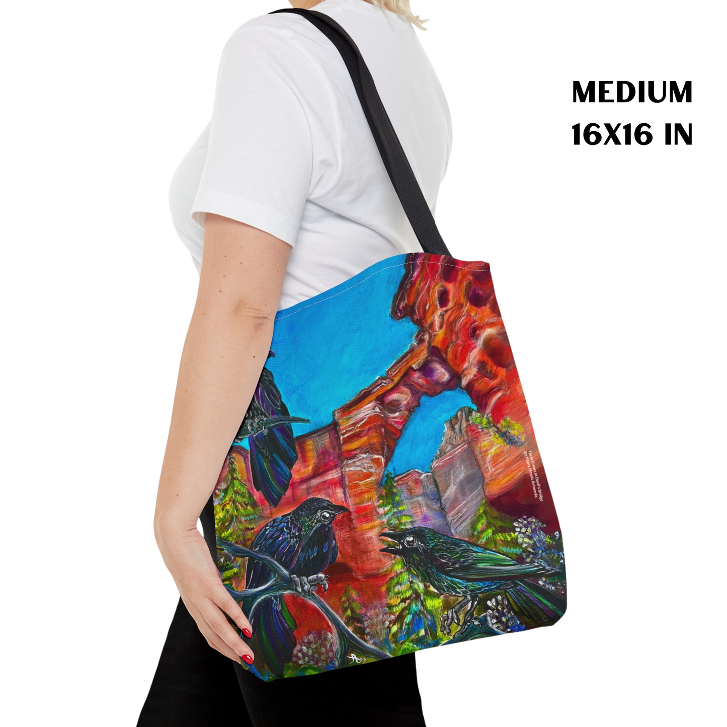 Sedona Devil's Bridge Tote Bag - 3 Sizes - Three Crows at Devil's Bridge from Mama Mosaic Artworks