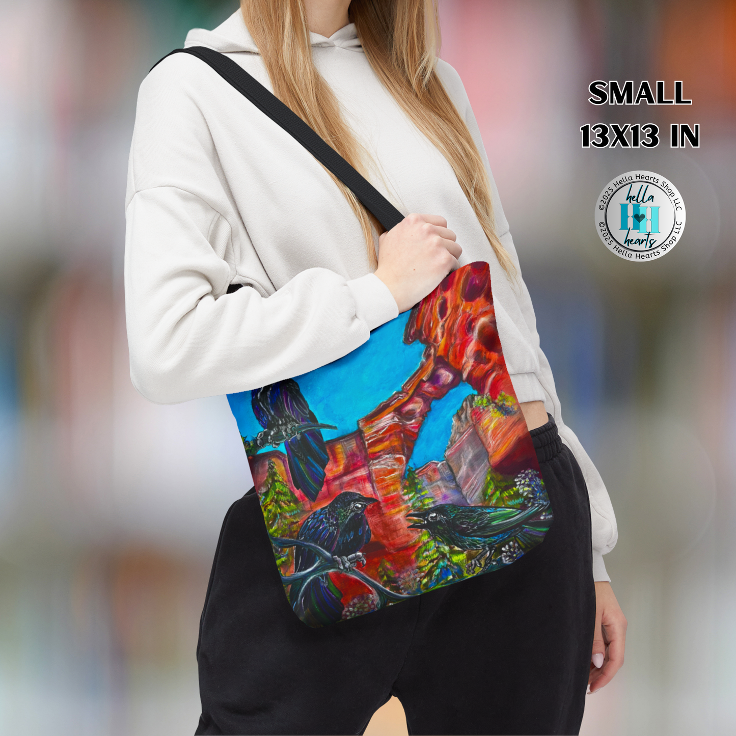 Sedona Devil's Bridge Tote Bag - Original Art, Three Ravens at Devil's Bridge from Mama Mosaic Artworks - 3 Sizes