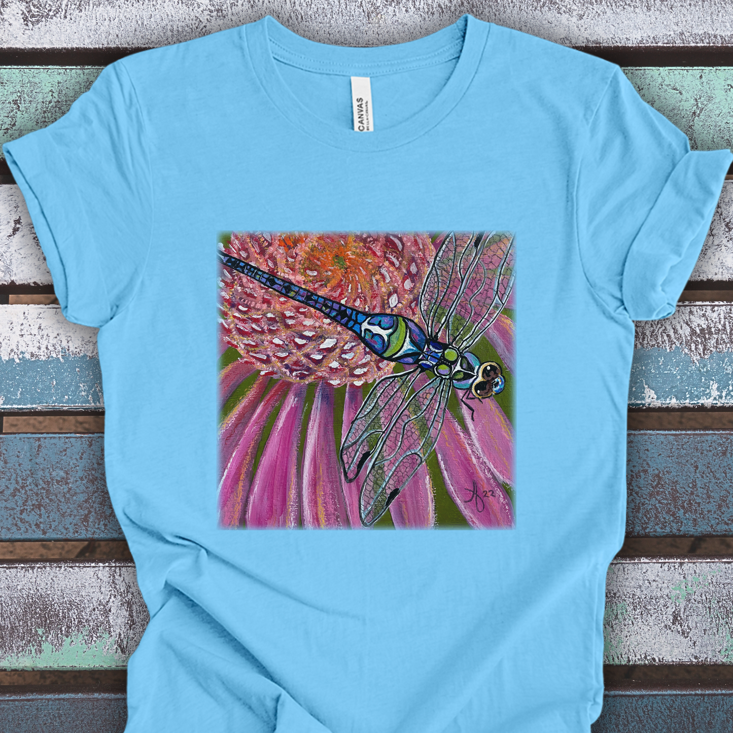 Dragonfly Unisex TShirt - Garden Jewel from Mama Mosaic Artworks