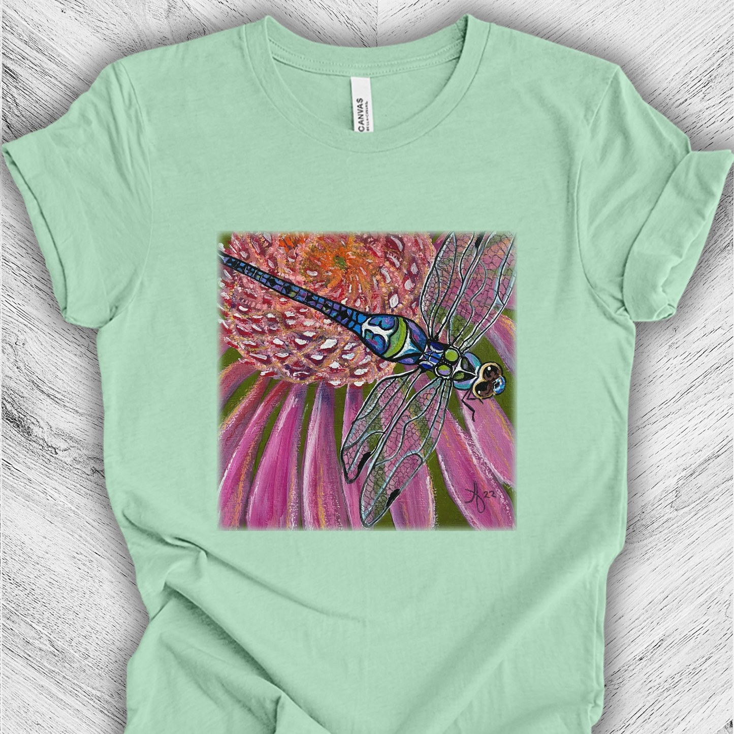 Dragonfly Unisex TShirt - Garden Jewel from Mama Mosaic Artworks