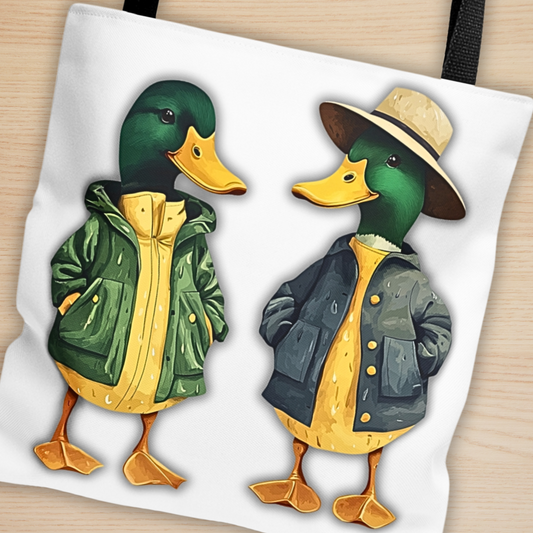 Ducks Tote Bag - Mallards in Rain Slickers - Eugene Oregon Bag - 3 Sizes