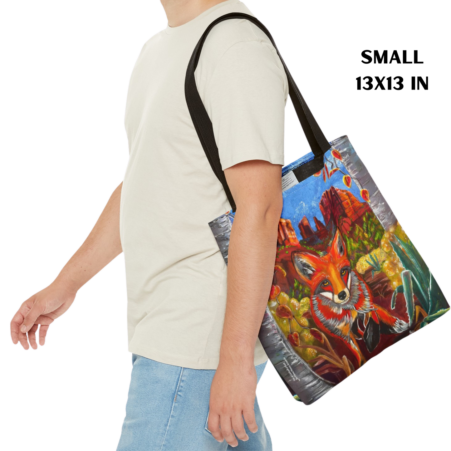 Sedona Fox Tote Bag - 3 Sizes - Fox at Cathedral Rock from Mama Mosaic Artworks