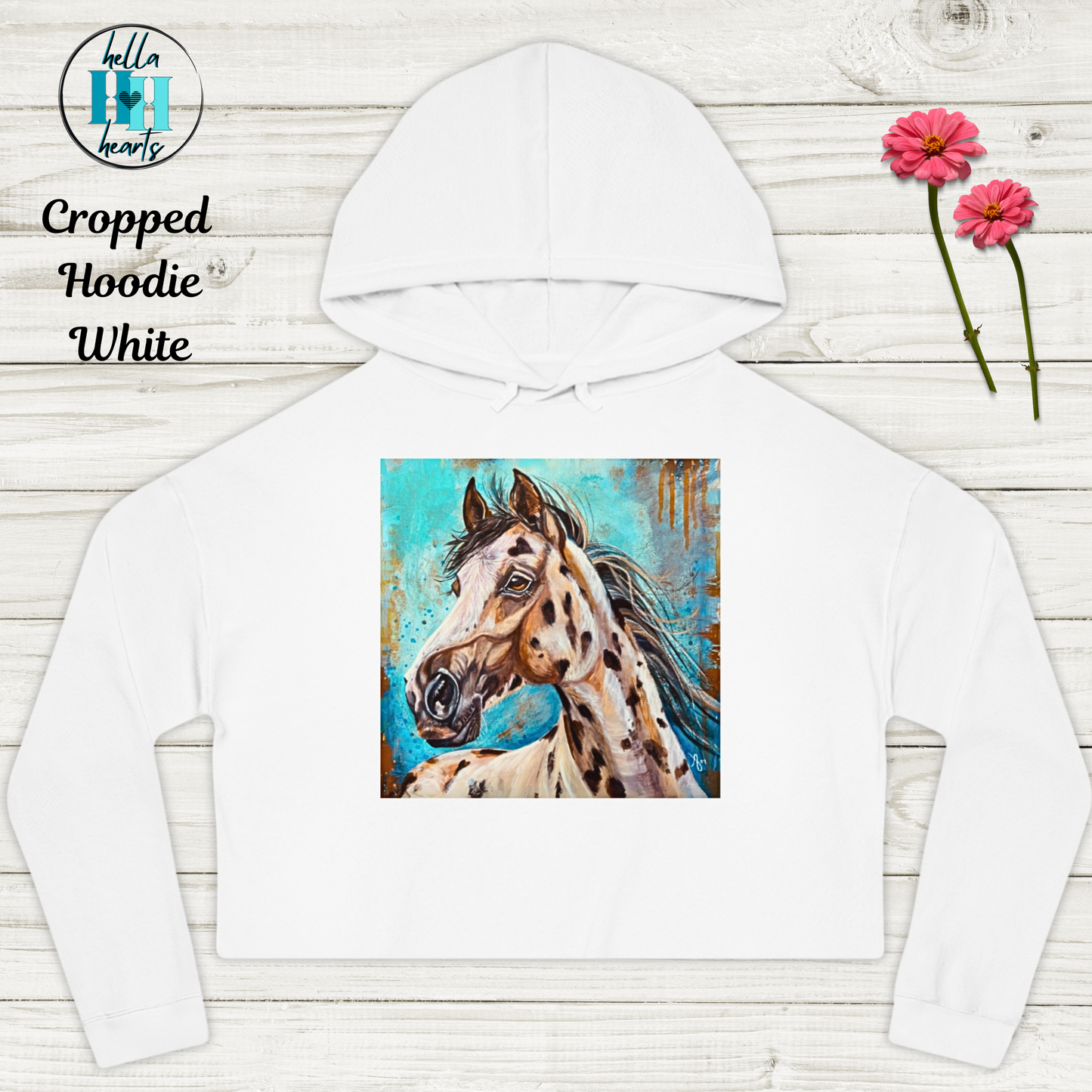 Appaloosa Cropped Hooded Sweatshirt - Gypsy From Mama Mosaic Artworks