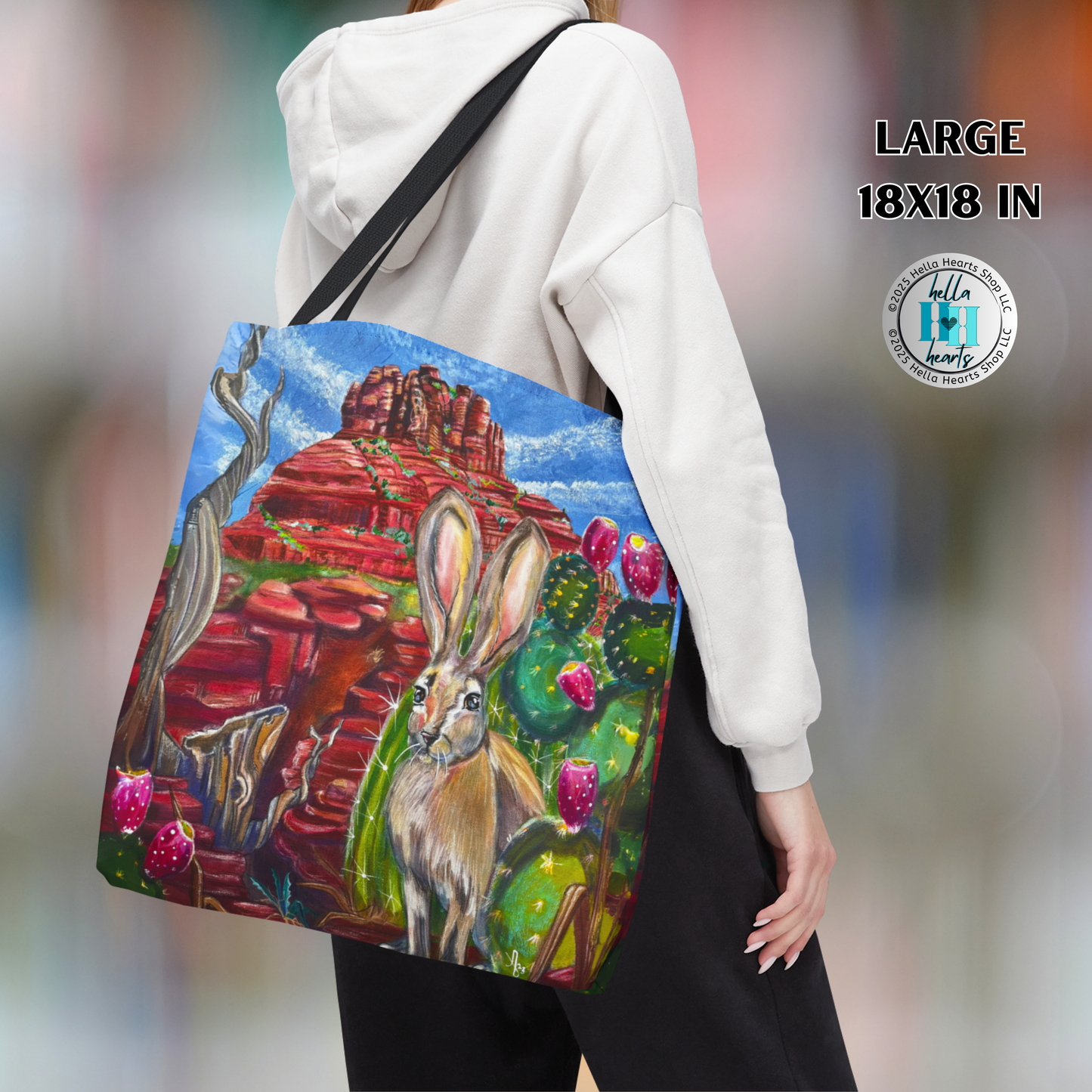 Sedona Hare Tote Bag - Original Art, Hare at Bell Rock from Mama Mosaic Artworks - 3 Sizes