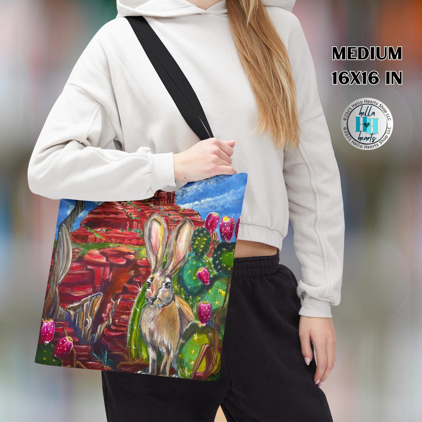 Sedona Hare Tote Bag - Original Art, Hare at Bell Rock from Mama Mosaic Artworks - 3 Sizes