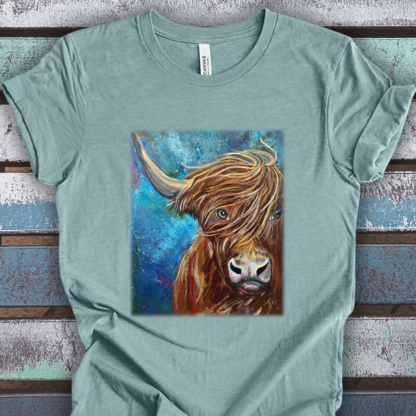 Highland Cow TShirt - Highland Bull I Won't Back Down from Mama Mosaic Artworks - Unisex Crew