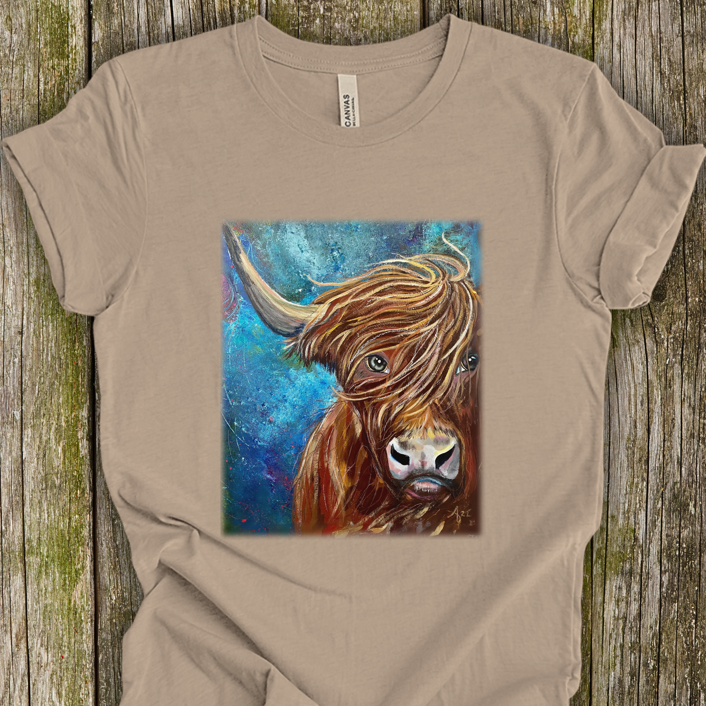 Highland Cow TShirt - Highland Bull I Won't Back Down from Mama Mosaic Artworks - Unisex Crew