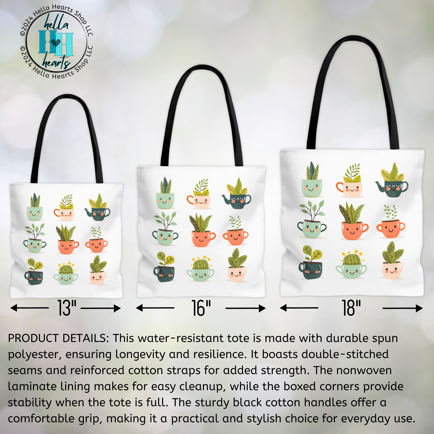 Plant Lover Tote Bag - Water Resistant Tote 3 Sizes