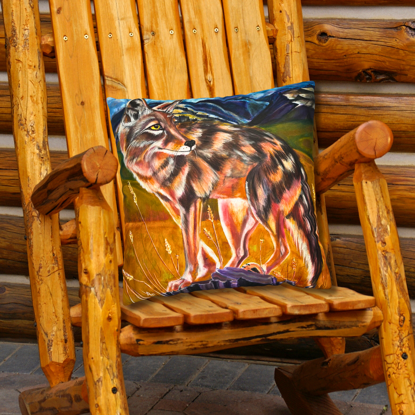 Plains Coyote Throw Pillow Cover - Faux Suede 3 Sizes - Lady of the Plains from Mama Mosaic Artworks