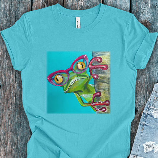 Frog Unisex TShirt - Read More Optical Frog from Mama Mosaic Artworks