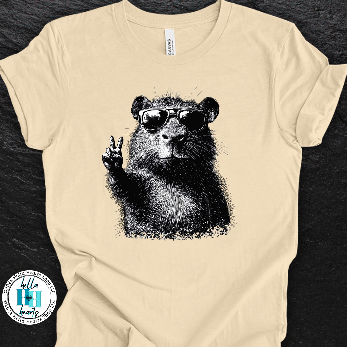 Capybara Shirt - Peace Sign - Unisex Crew