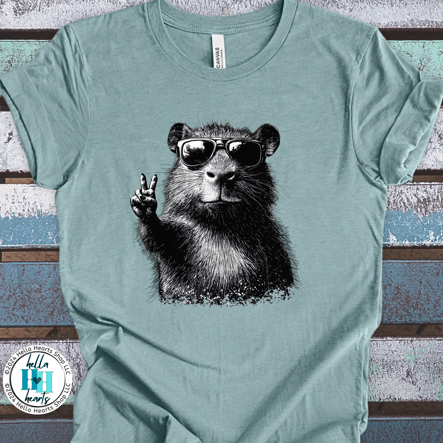 Capybara Shirt - Peace Sign - Unisex Crew