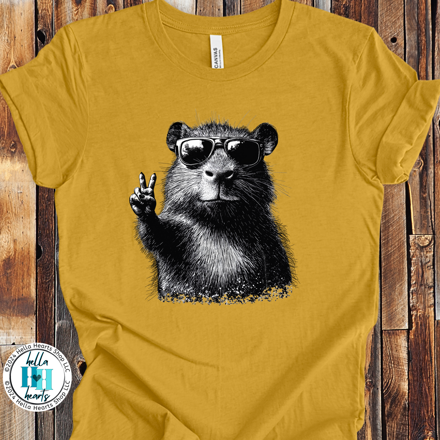 Capybara Shirt - Peace Sign - Unisex Crew