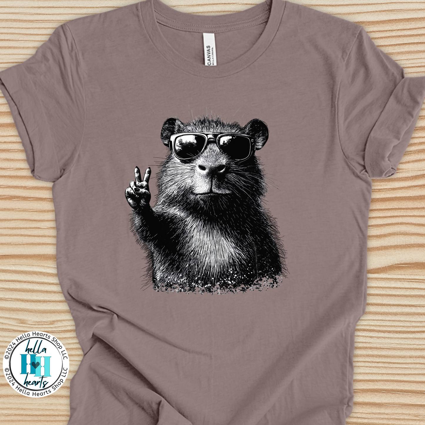 Capybara Shirt - Peace Sign - Unisex Crew