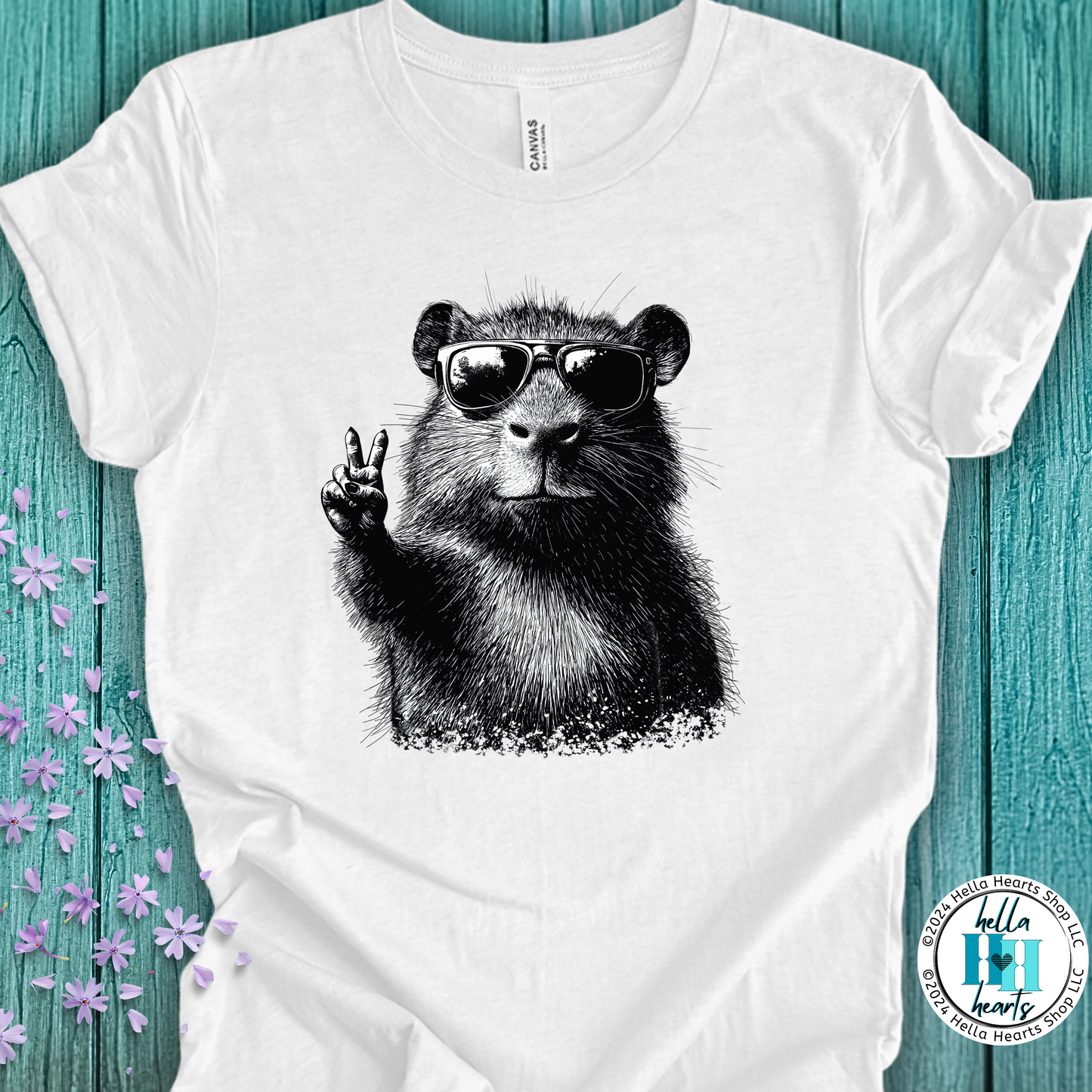 Capybara Shirt - Peace Sign - Unisex Crew